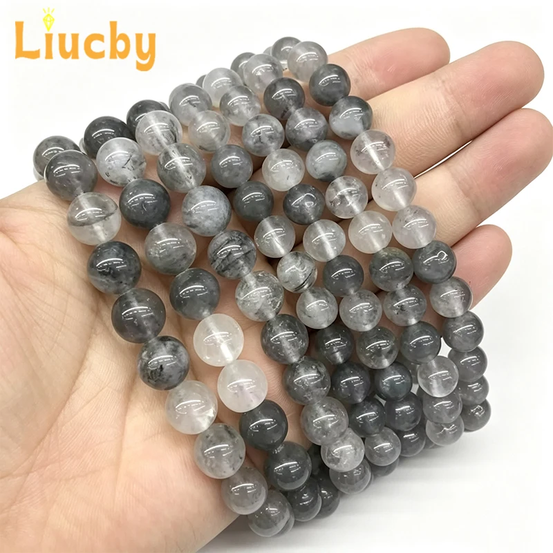 Großhandel Natürliche Grau-Weiße Trübe Quarz-Lose-Perlen Runde Perlen für DIY-Schmuckherstellung 6mm 8mm 10mm 12mm 14mm 15 Zoll Stränge – Detail 5