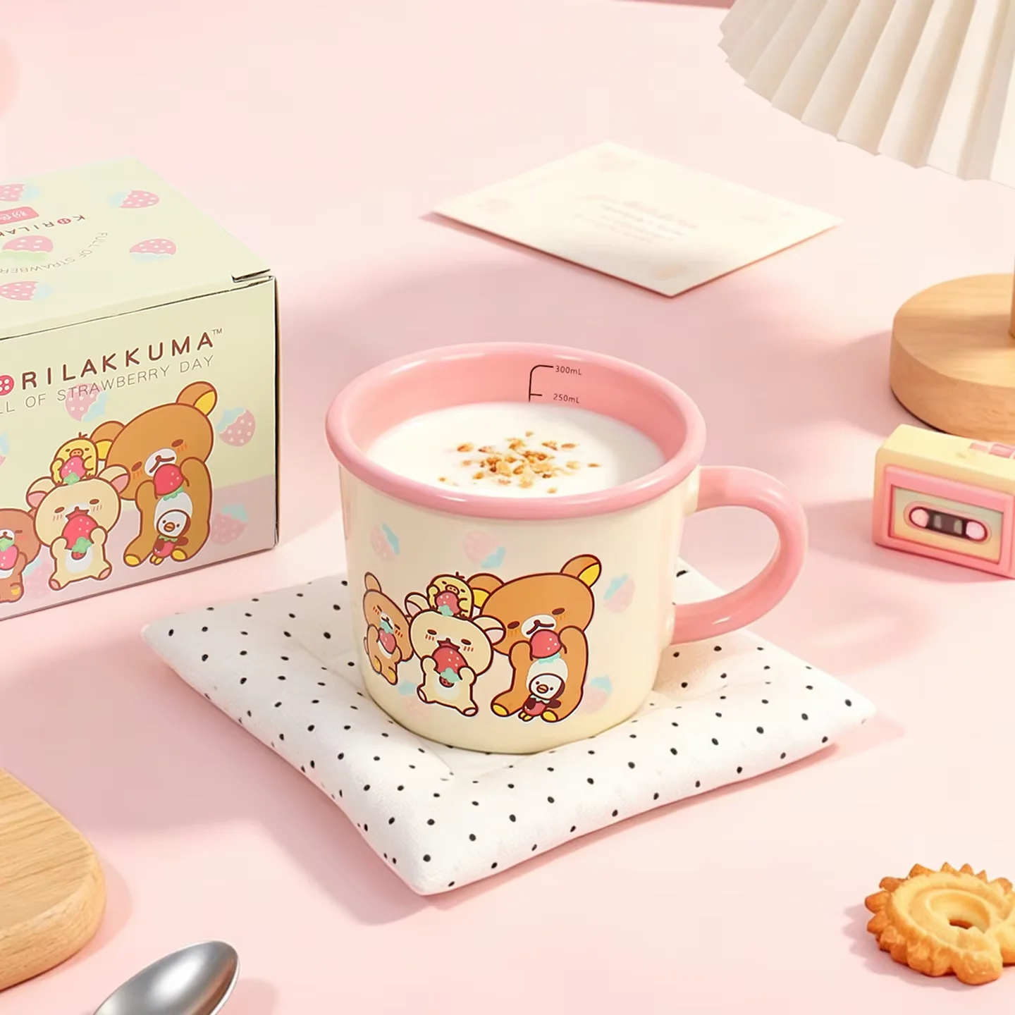 Rilakkuma keramische mok, geschikt voor gebruik in de magnetron, schattige cartoonbeer, koffiemok, hittebestendige drinkmok voor thuis en in de keuken.