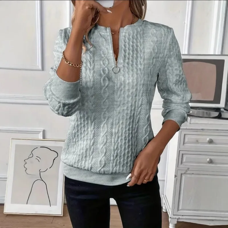 الملابس النسائية البلوز البلوز عارضة سستة هوديس #2