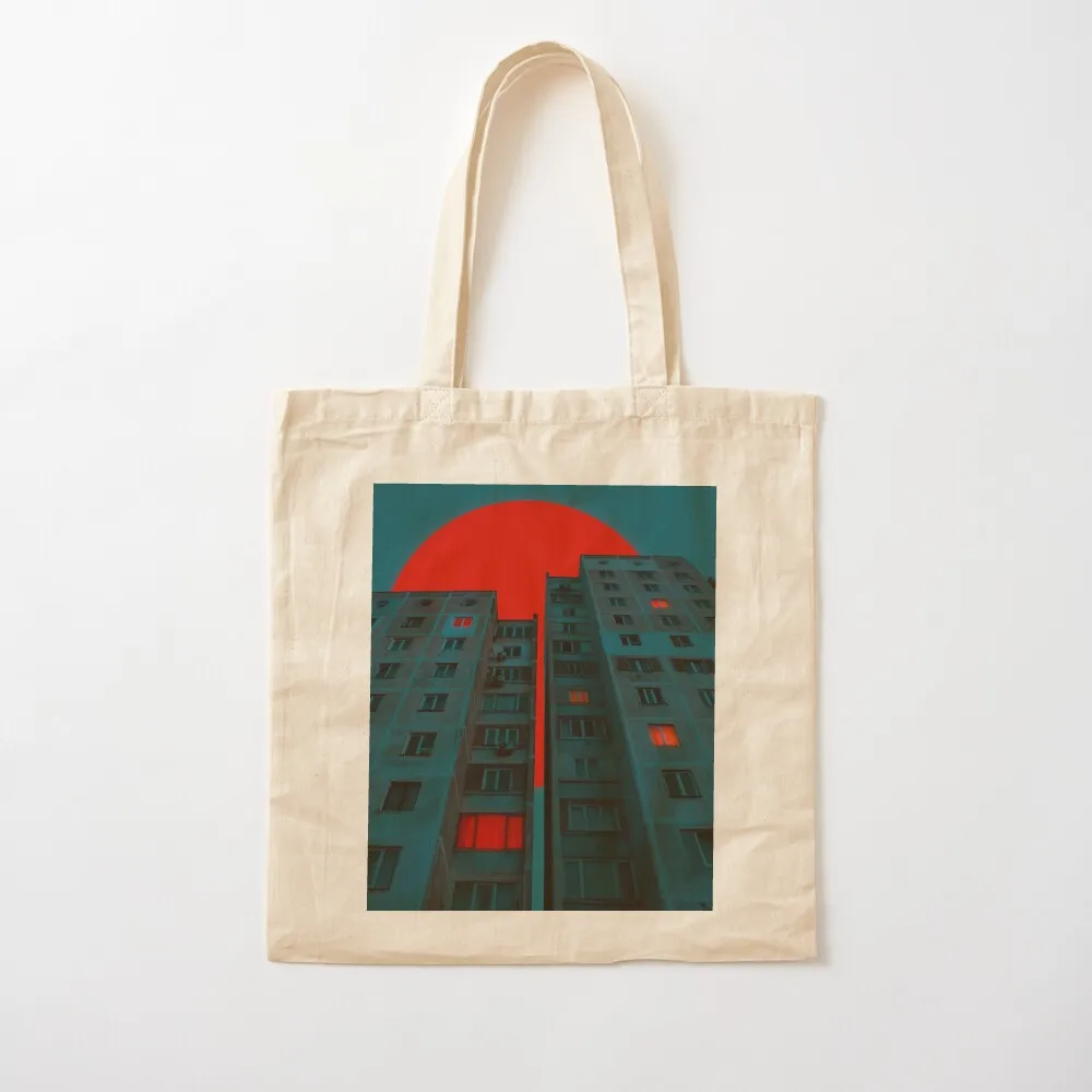 

Red sun and brutalistic buildings Tote Bag canvas shopping bag the tote bag Canvas Tote