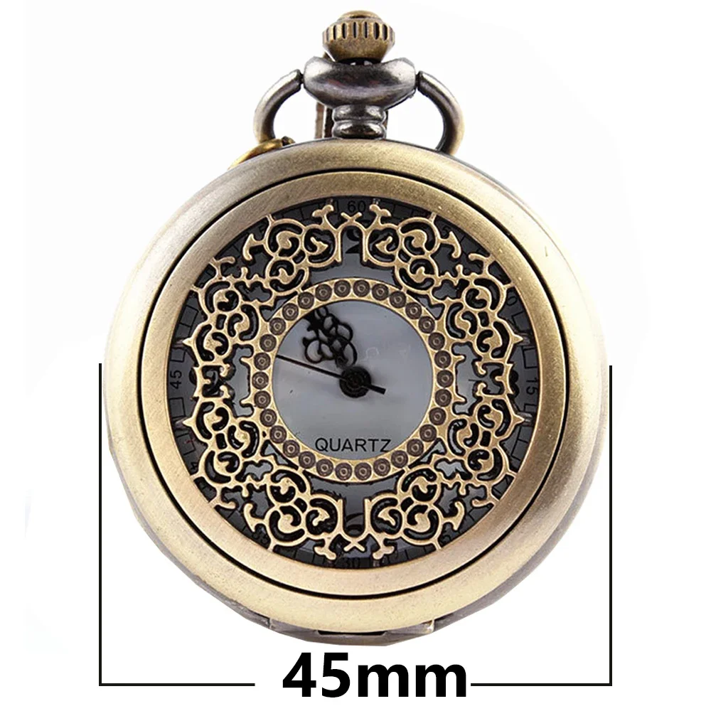 Vintage Necklace Pendant Pocket Watch Antique Hollow Exquisite Elegant Gift Clock Pocket Watch Quartz Necklace Chain Pocketwatch