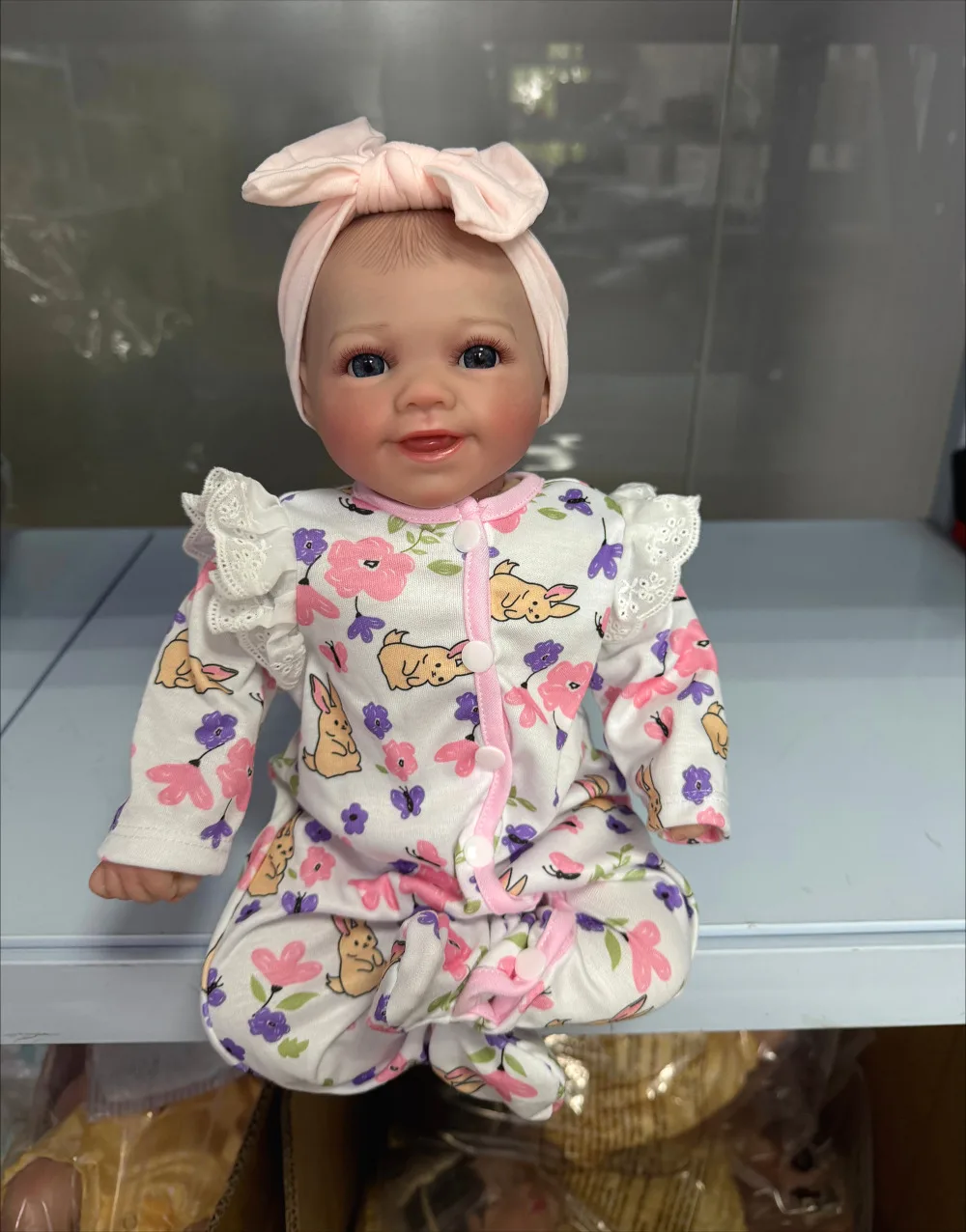 

17-дюймовая кукла-реборн «Улыбающаяся девочка» с мягким телом, реалистичная, с видимыми венами, кукла-реборн, подарок для детей