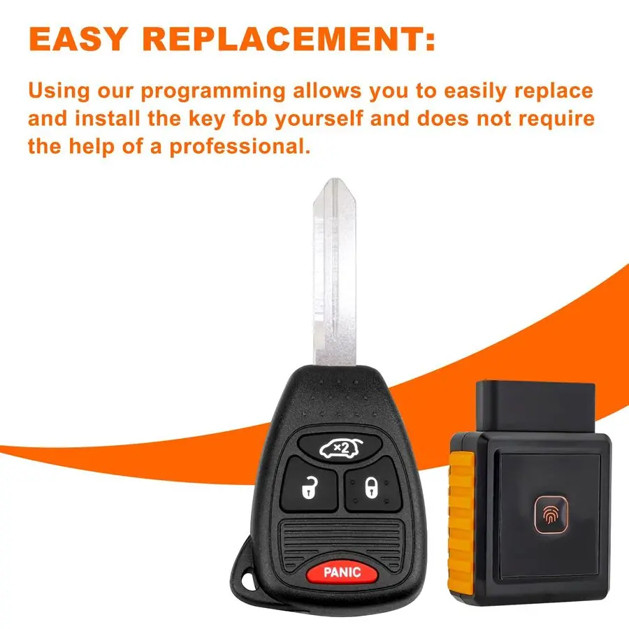 استبدال مفتاح فوب متوافق مع كرايسلر 200، بي تي كروزر، سيبرينغ أمبير دودج أفنجر كاليبر 315 ميجا هرتز FCC ID OHT692427AA Progra #2