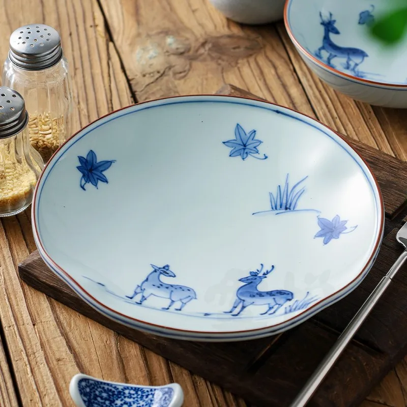 service-de-table-japonais-artisanal-nara-sle-motif-cerf-assiettes-et-tasses-forme-irreguliere-pour-la-cuisine-et-la-salle-a-manger