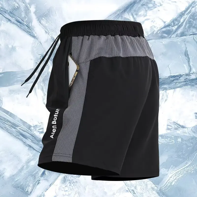 

Sports shorts men's ice silk summer quick drying basketball loose fitness running mesh breathable American five quarter pants