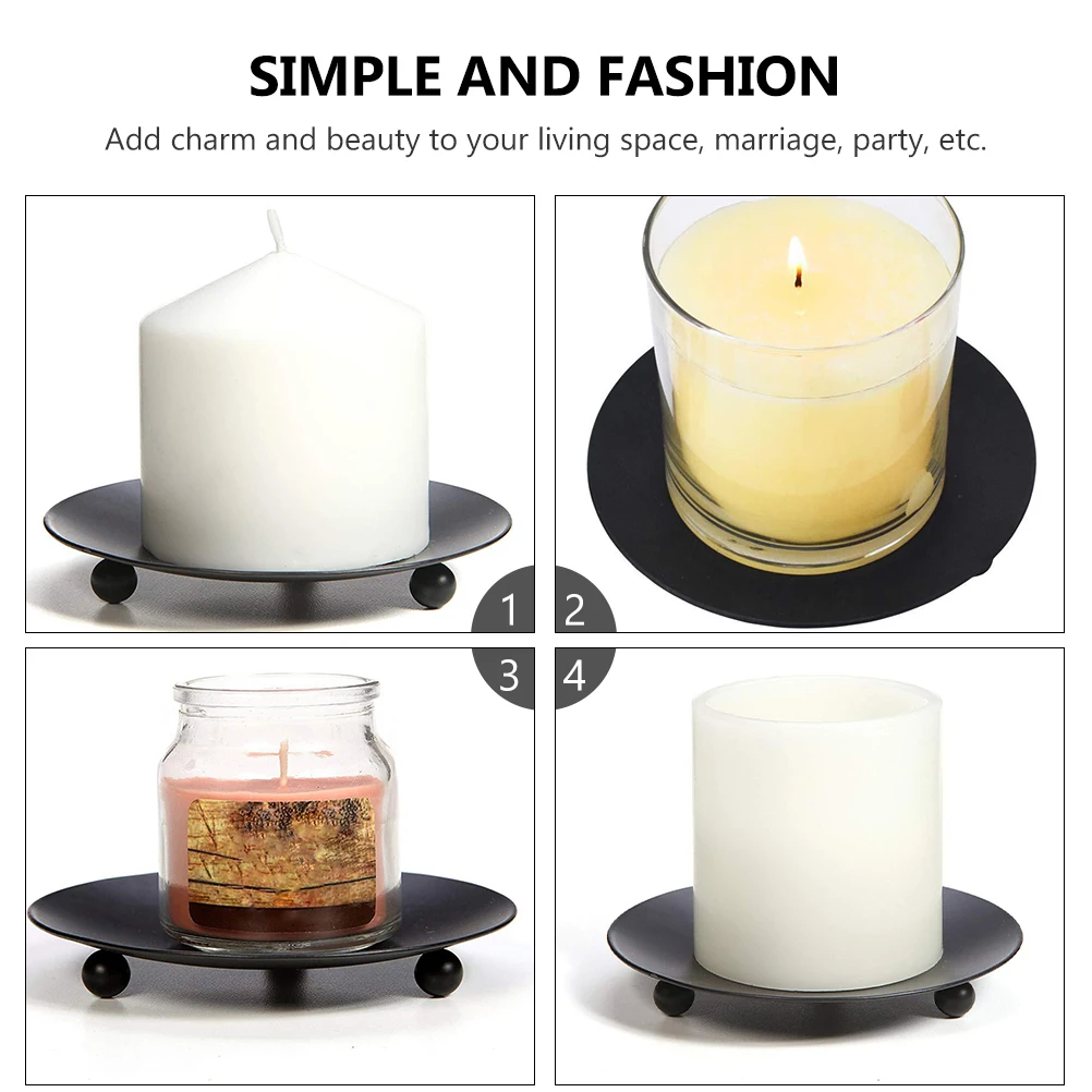 

6Pcs Creative Iron Candle Holder Simple Candlestick Candle Plate Home Decor