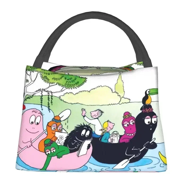 Cartoon Anime Barbapapa Insulated Lunch Tote Bag for Women Animated Film Resuable Thermal Cooler Bento Box Camping Travel