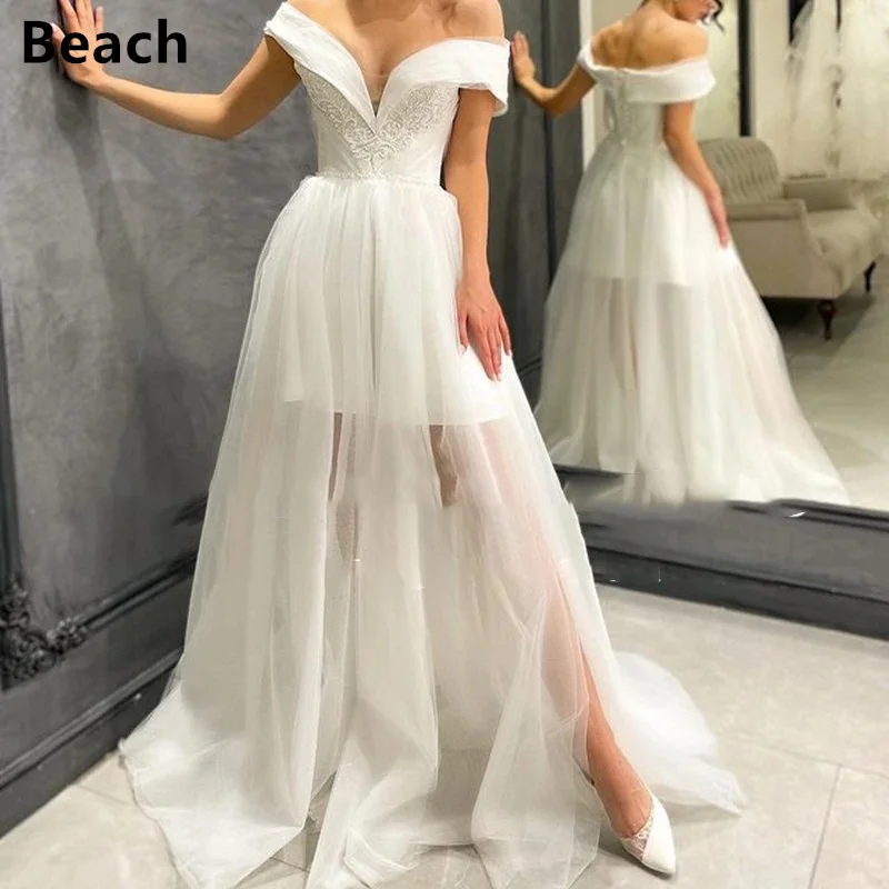 

Classic Short Sleeves A Line Lace Wedding Dresses V-neck Boho Princess Bride Bridal Prom Gowns Vestidos de festa