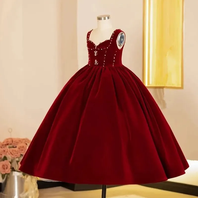 Neues Prinzessin-Hochzeitskleid für Mädchen, Klavierkostüm für Gastgeber, Geburtstagsfeier, Mädchenkleider A4788, Brautjungfernkleider – Detail 5