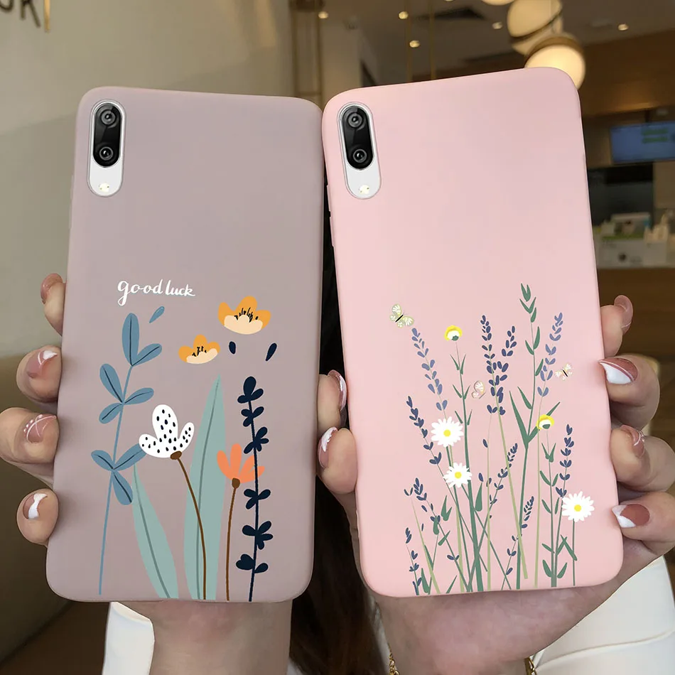 For Huawei Y7 Pro 2019 Case Flower Plant Cartoon Soft Slim Silicone Phone Back Cover Cases For Huawei Y 7 Pro 2019 DUB-LX2 Case