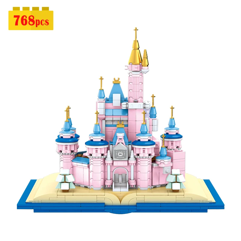 

Moc Idea PinkFantasy Castle Book Building Blocks Assembling Girl Toys Creative Construction Brick Model DIY Birthday Gift Set