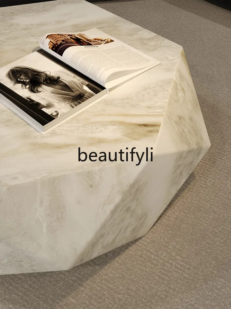 Italian minimalist marble coffee table living room royal white jade natural marble special-shaped coffee table G1218