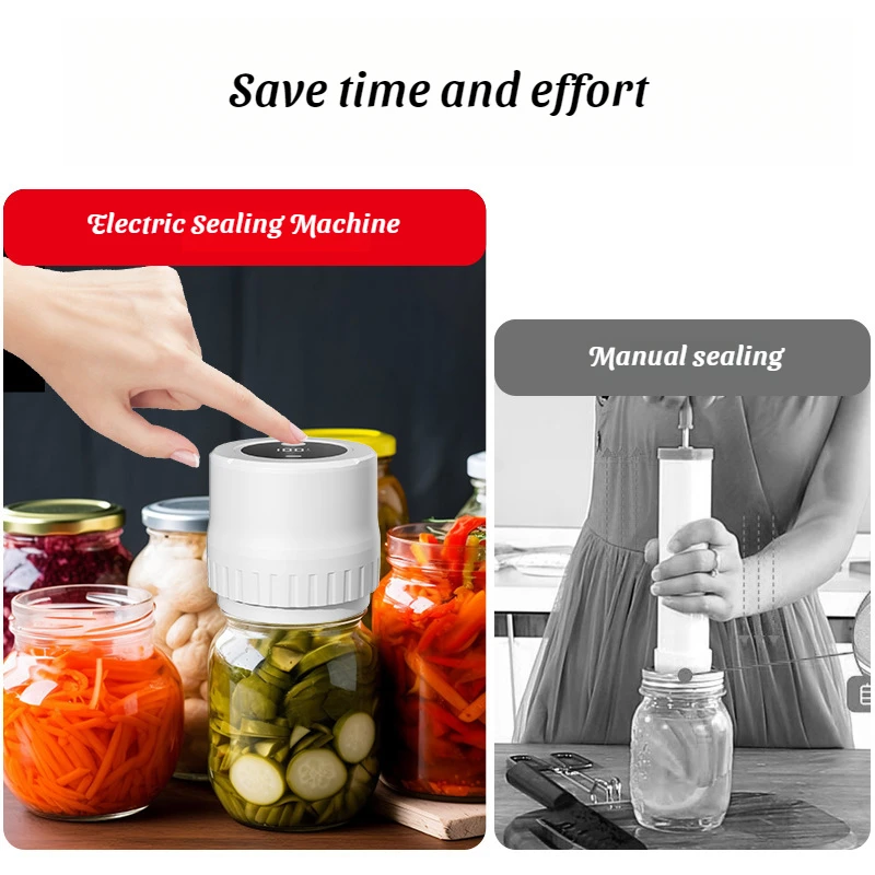 Fully Automatic Mason Jar Vacuum Sealer Kit – Auto Stop Vacuum Sealer for Canning, Pickling, and Pantry Storage, Must-Have Tool