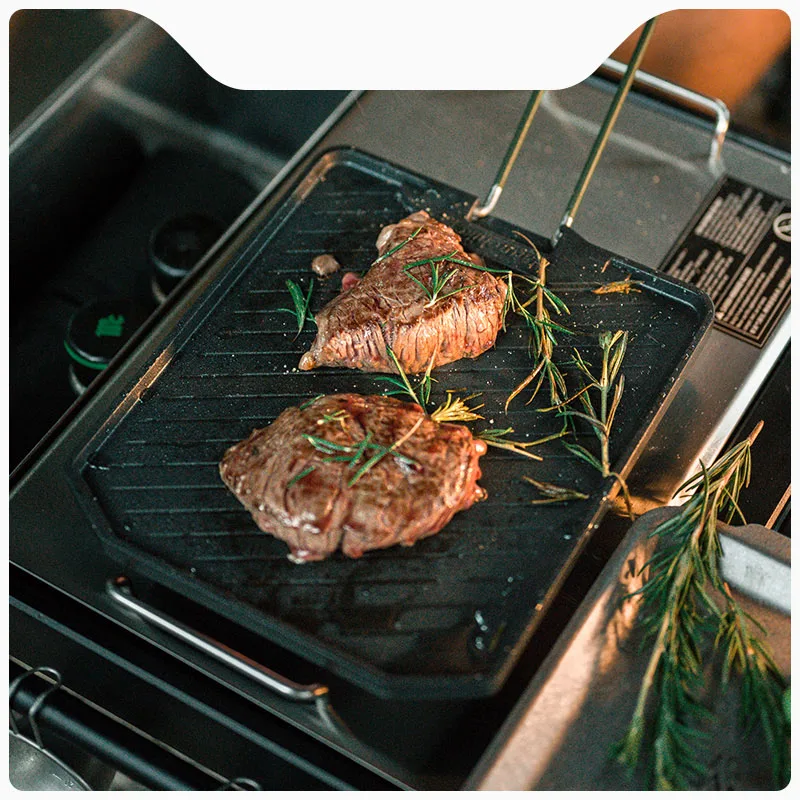 Stainless Steel Square Pan Aluminum Alloy Baking Tray Outdoor Barbecue Camping Picnic Cookware CNK2300CJ016