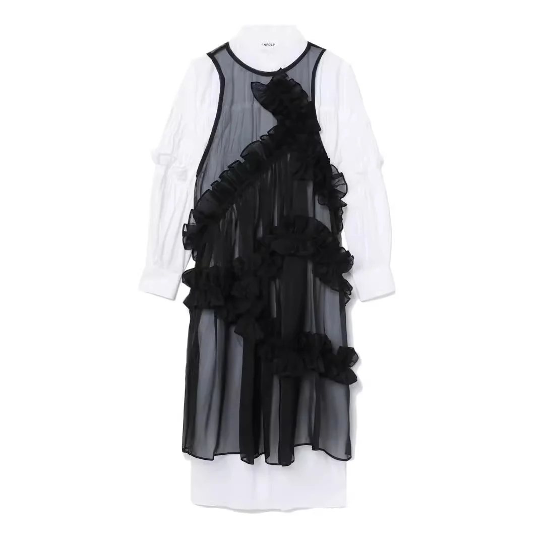 Black Summer Prom Dress Ruffles Tulle 1 Piece Skirt Sexy Sleeveless Casual Hot Girl Party Street Wear In Stock