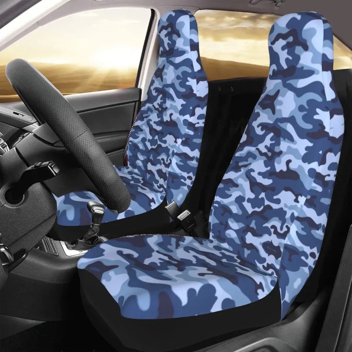 Blue Navy Camo Car Seat Covers Universal Fit for Any Car Truck Van RV SUV Army Military Camouflage Bucket Seats Protector Covers