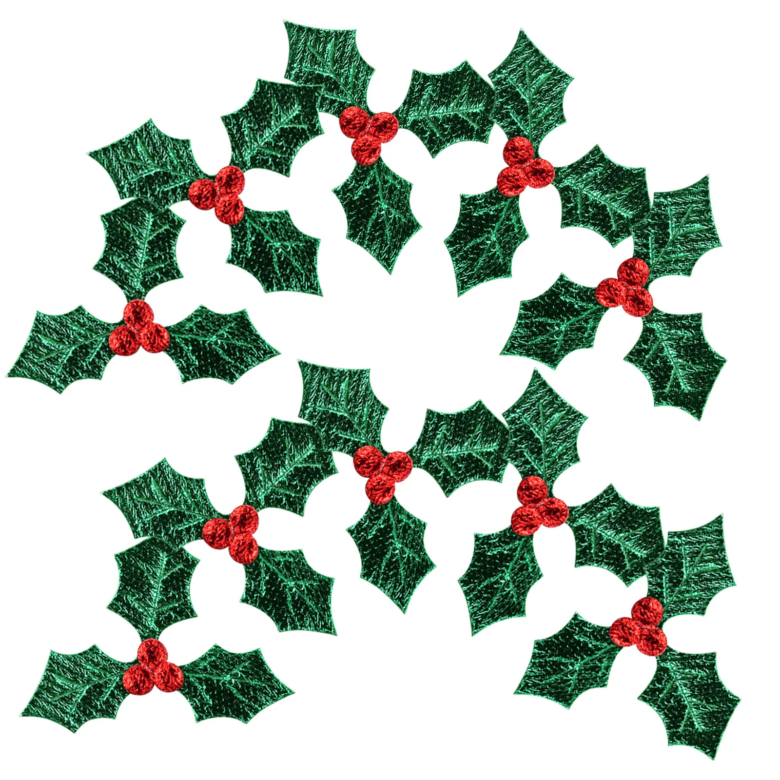 

100Pcs Christmas Artificial Berry Leaf Tiny Holly Charms for DIY Costume 3cm Artificial Berry Leaf Greenery for Costume
