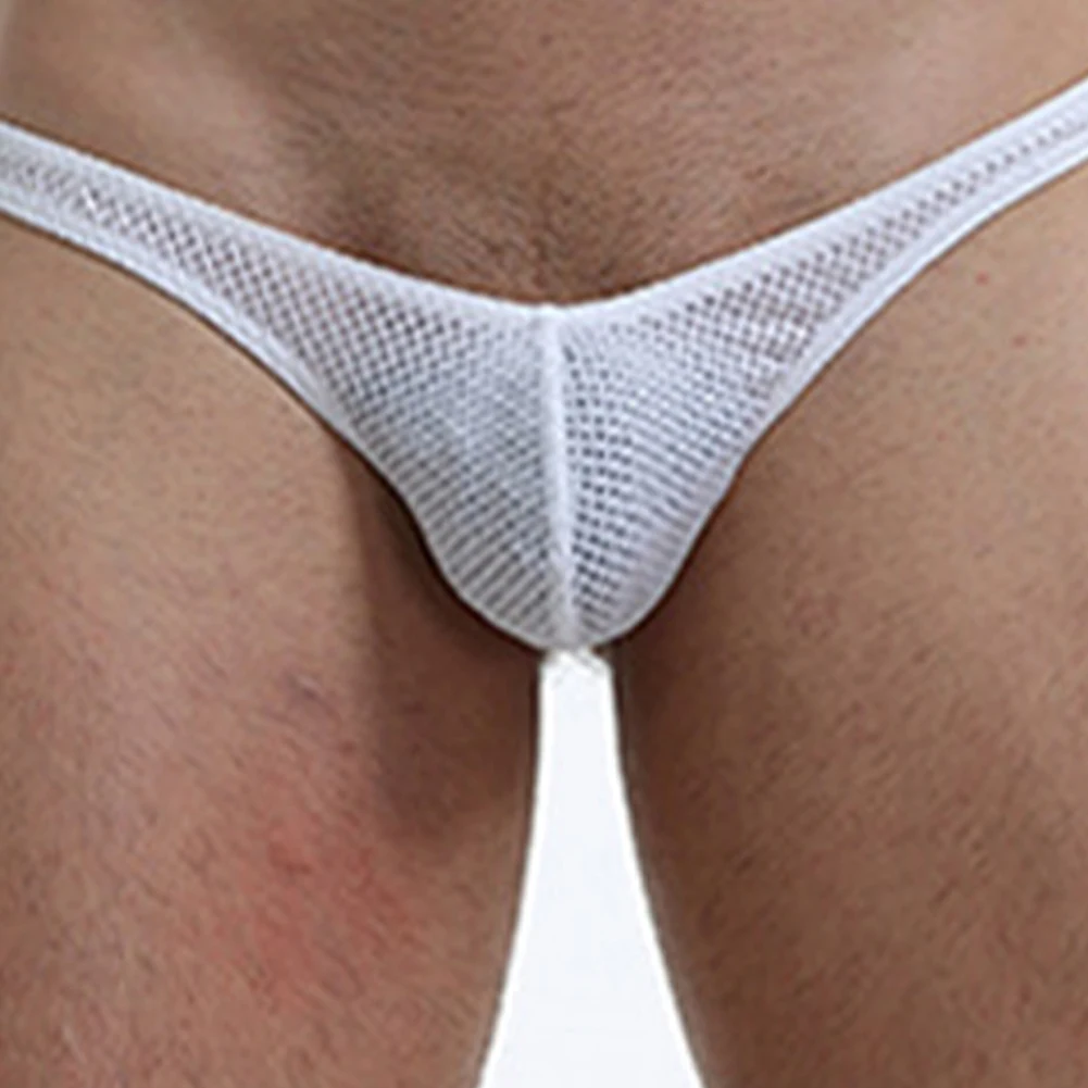 Men Sexy T-Back Briefs See Through Jockstrap Bulge Pouch Underwear Low Rise G-String Thong Hollow Breathable Panties