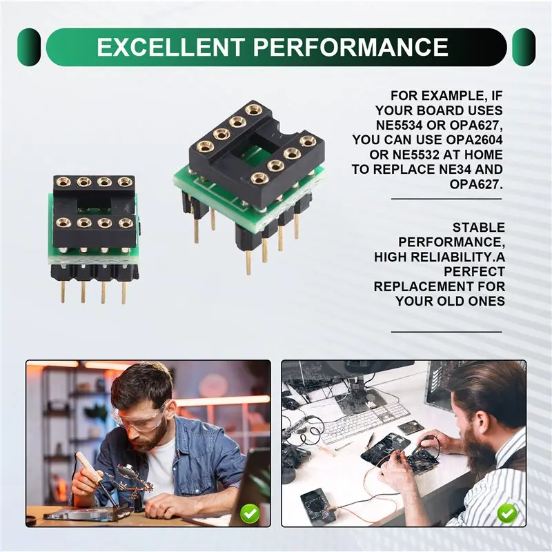 ABGI-10PCS Dual-Op-Amp-zu-Single-Op-Amp-Adapterplatine – Detail 8