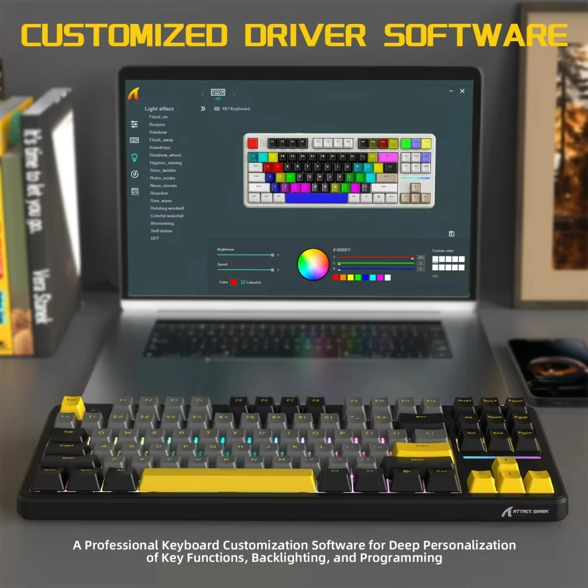 

Attack Shark X87 Gaming Mechanical Keyboard RGB Gasket Hot Swappable Bluetooth Custom Macro Drive Esports Wireless Keyboard