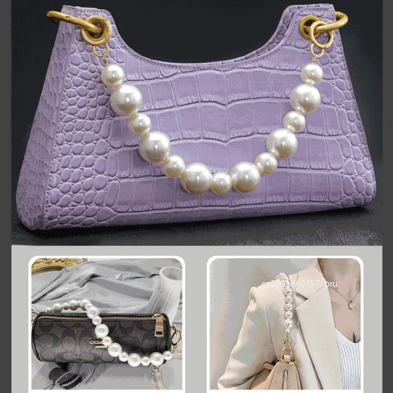 

Pearl Bag With Handbag Chain Hand Carry Short Shoulder Strap White Large Pearl Mobile Phone Chain Lanyard Diy Extension Chain