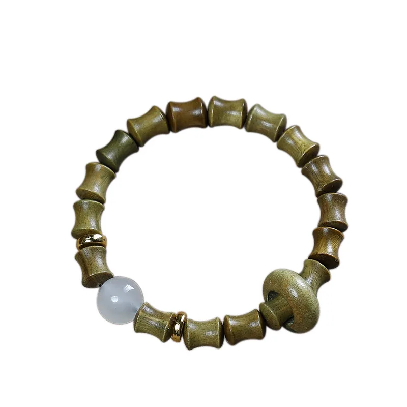 

Green Sandalwood Beaded Bracelet for Women Students Single Circle Bamboo Joints Sandalwood Prayer Beads Bracelet Gifts