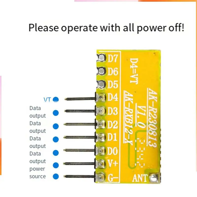 A92Z 433Mhz 8CH Superheterodyne Receiving Module Withdecoding 8-Way Control Fordoor Access Wireless Signal Receiver