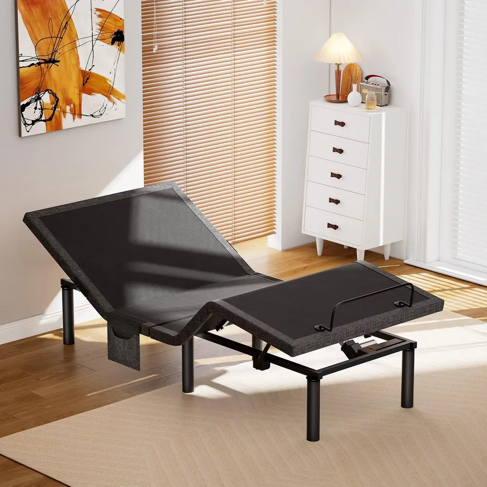 HOMEFURNISHING Adjustable Bed Frame, Twin XL Adjustable Bed Base with 4 USB Ports amp UnderBed Night Light, Head amp Foot Inclin