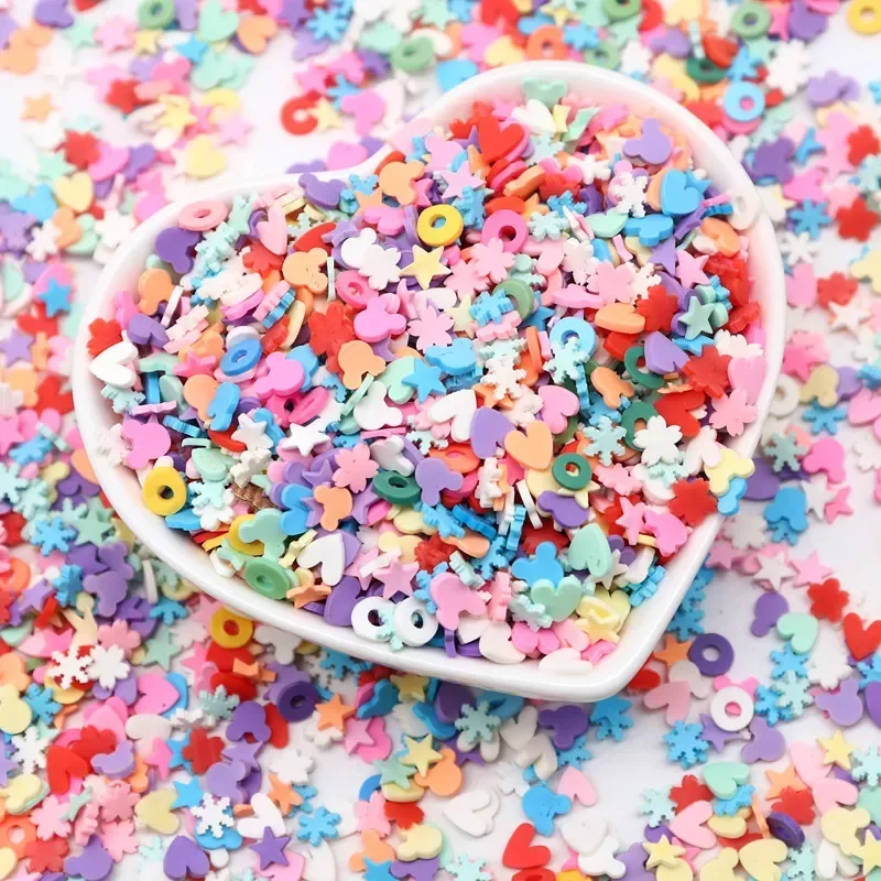 Polymer Clay Slimes Slices DIY Crafts Tiny Cute 4-6mm Star Heart Snowflake lip Charms Clay for Nail Art Slimes Toy Decor