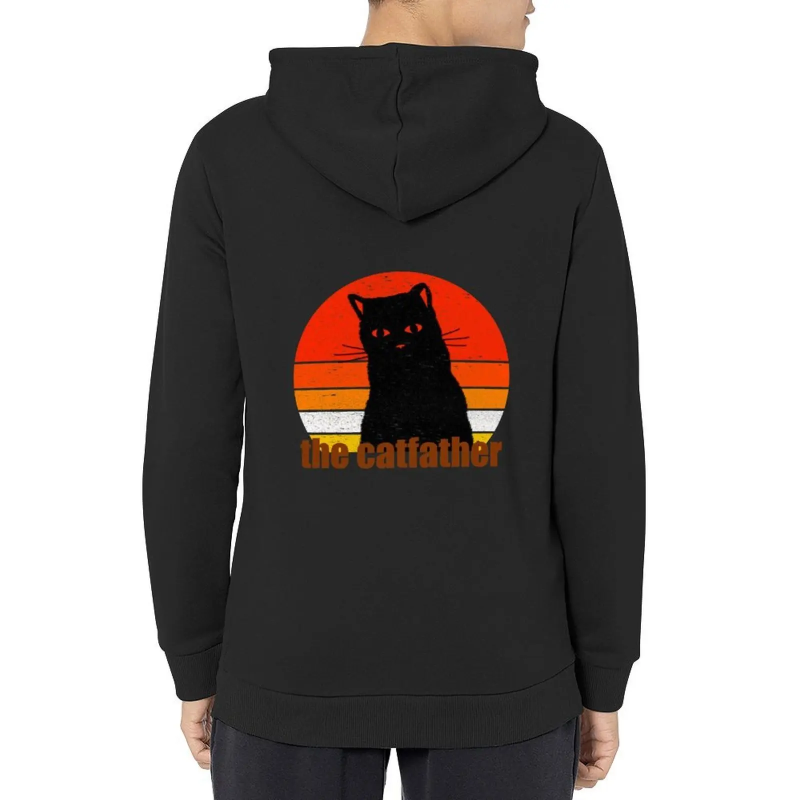 the catfather, black cat,funny design Hoodie autumn jacket men men's clothes blouse men wear hoodie graphic