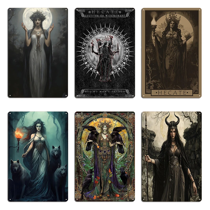 Placa de Metal Hecate IBERIAN, diseño de cine Retro, decoración de pared, cine, Hecate ibérico, diosa de la magia, cartel de estaño artístico