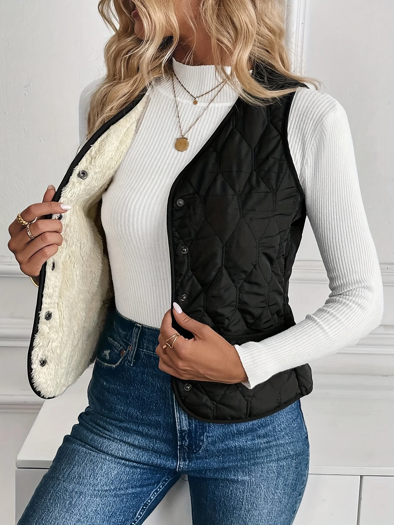 Women's Warm Lined Jacket, Winter Clothing Women's Vest