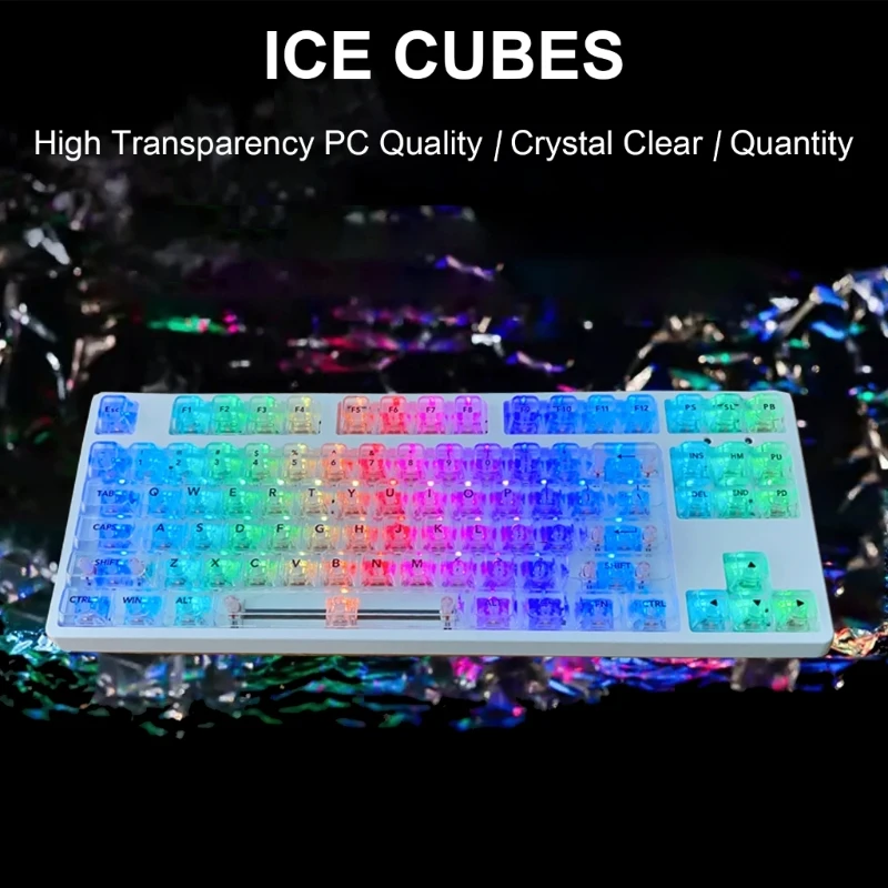 

Quality Clear Keycaps for Standard Keyboards Upgrades Backlit Keyboard Bright & Smooth Clear Keycaps OEM Keycap R58F