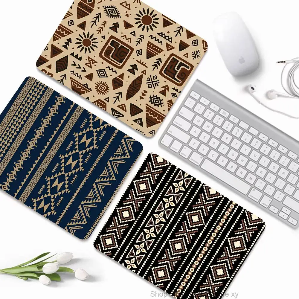 Tribal Style Indian Ethnic Pattern Mousepad Small LockEdge Mouse Pad For Gamers Computer Desk Pad Rectangular Anti-slip Rubber