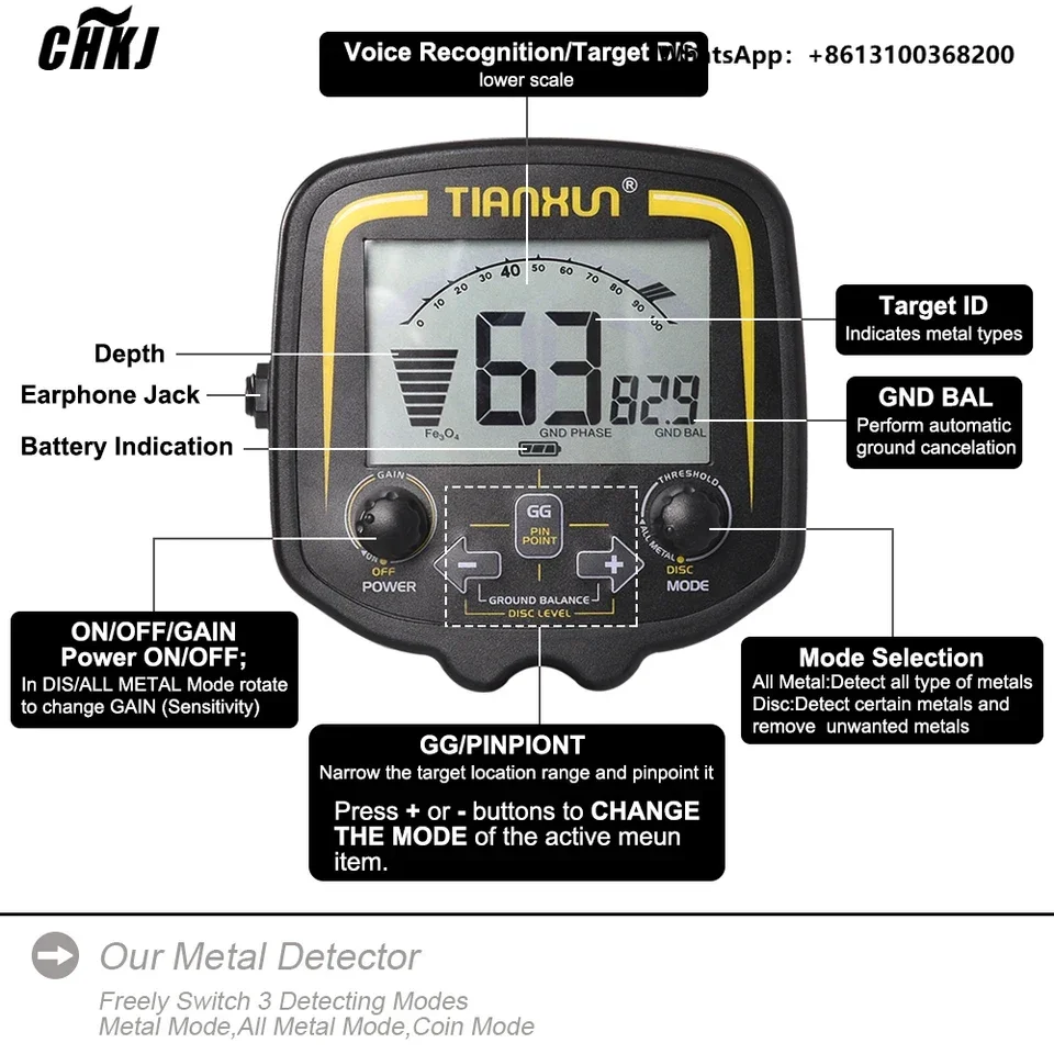 TX-850 Professional Metal Detector Waterproof Search Coil High Precision Gold Treasure Hunter Underground Scanner LCD Display De