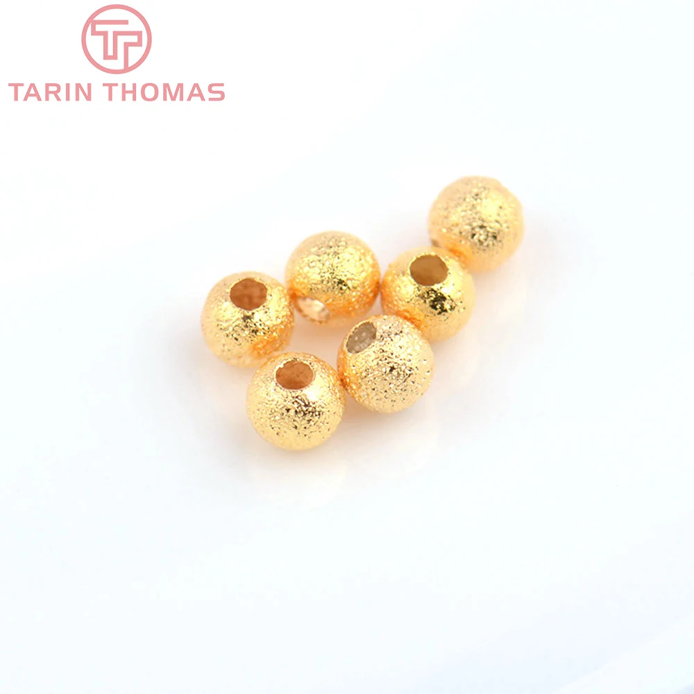 (3516)20PCS 3MM 4MM 5MM 6MM 24K Gold Color Plated Brass Matte Round Beads High Quality Diy Jewelry Accessories