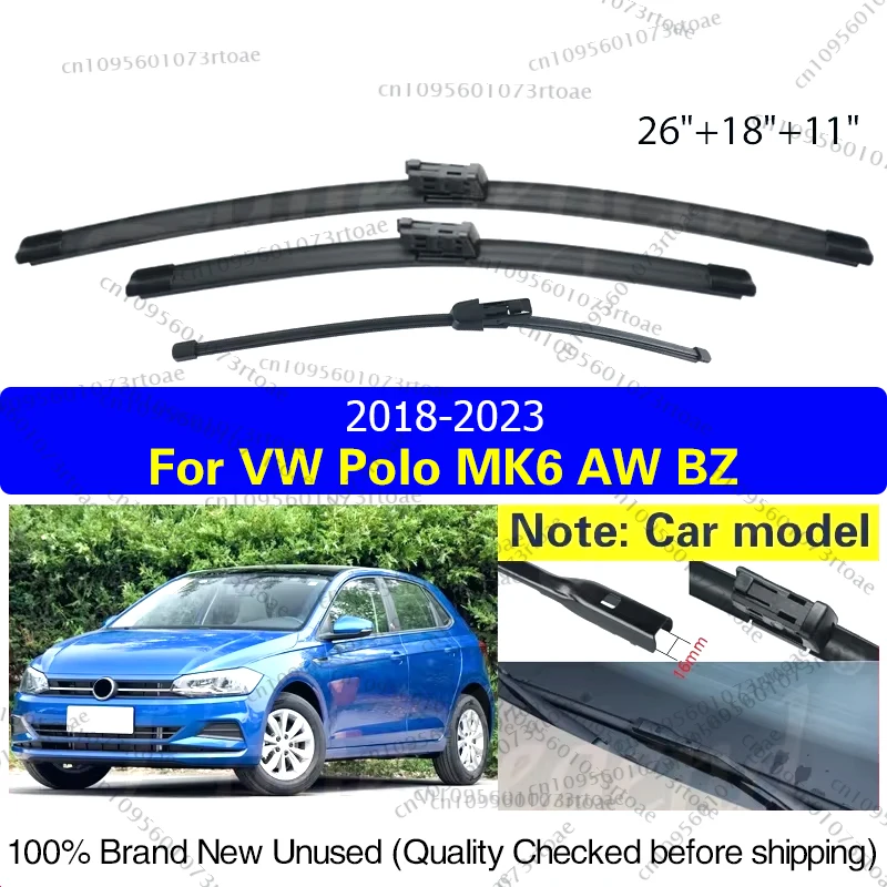 

Wiper Front Rear Wiper Blades Set For Volkswagen VW Polo MK6 AW BZ 2018 - 2023 Hatchback Windshield Windscreen Window 26"18"11"