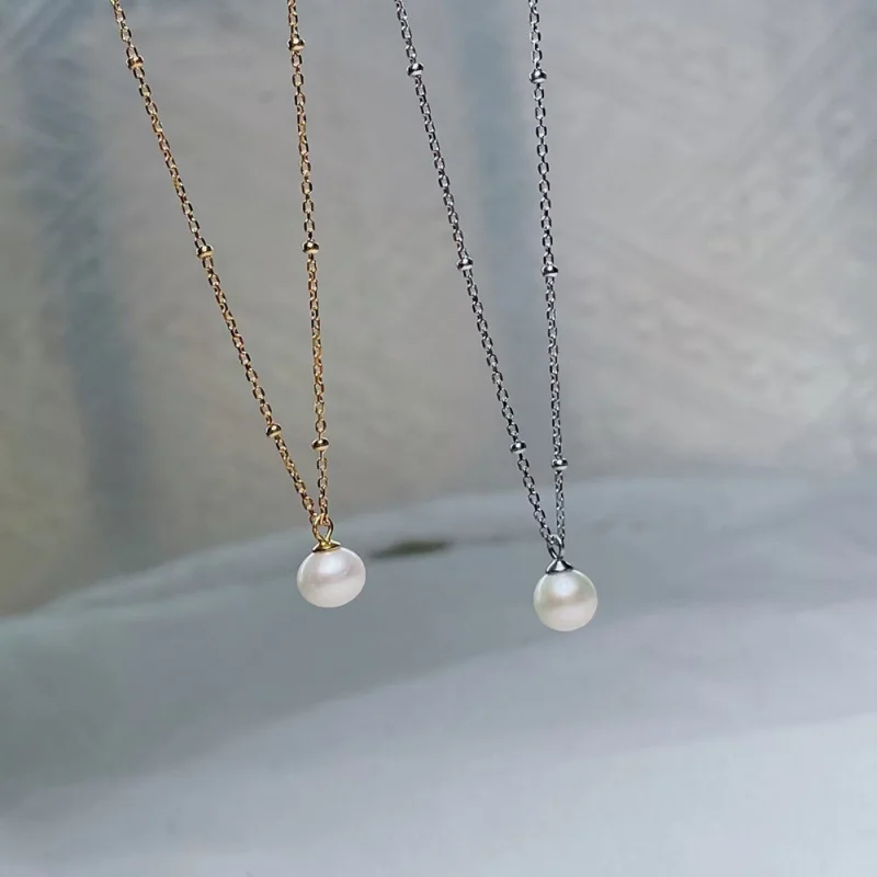 

Подвеска из пресноводного жемчуга, сказочная цепочка на ключицу, серебряное ожерелье S925