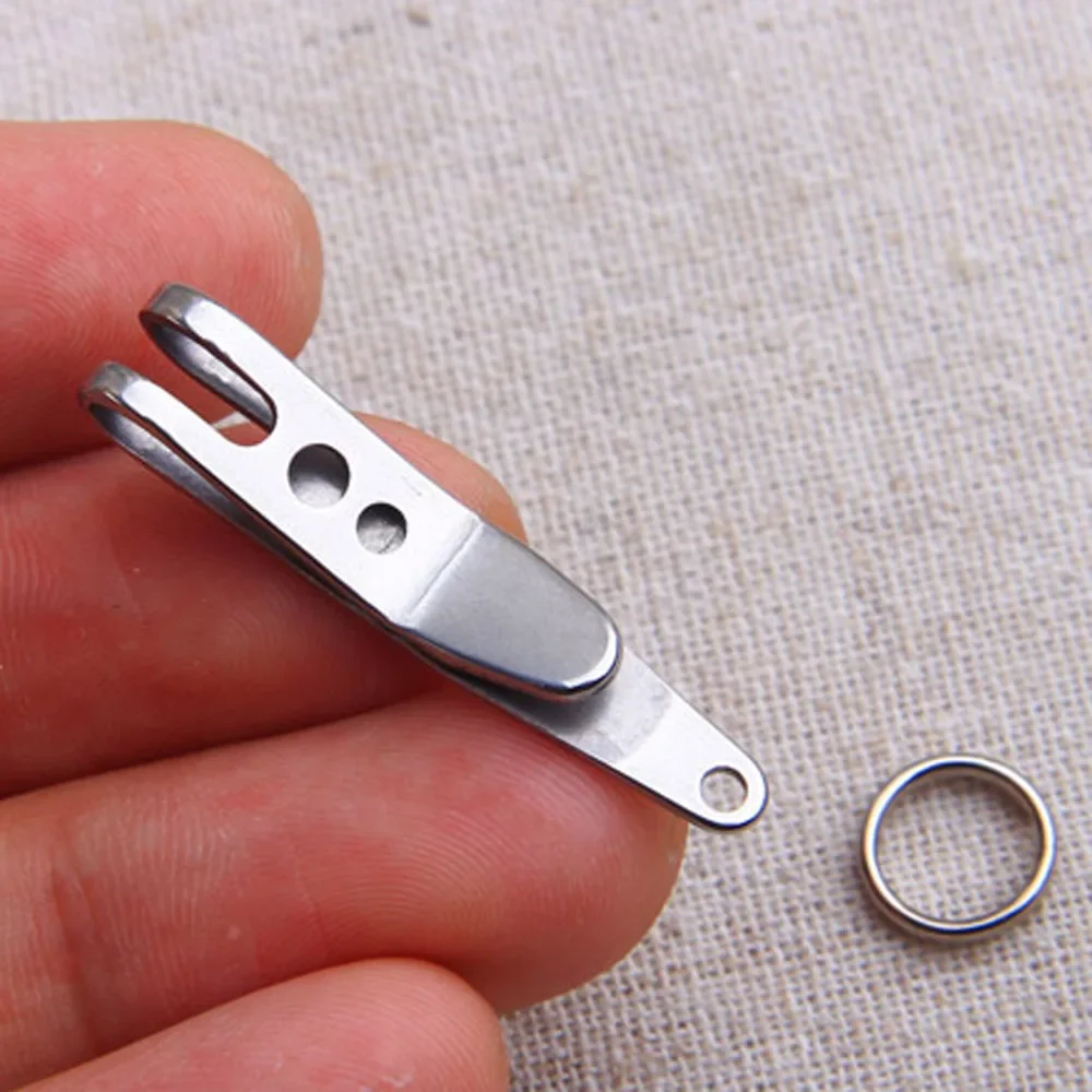 

1pc Portable Universal Mini Stainless Steel 38x7x1mm EDC Gear Pocket Suspension Clip Hanger Tool Key Ring Keychain Keyfob