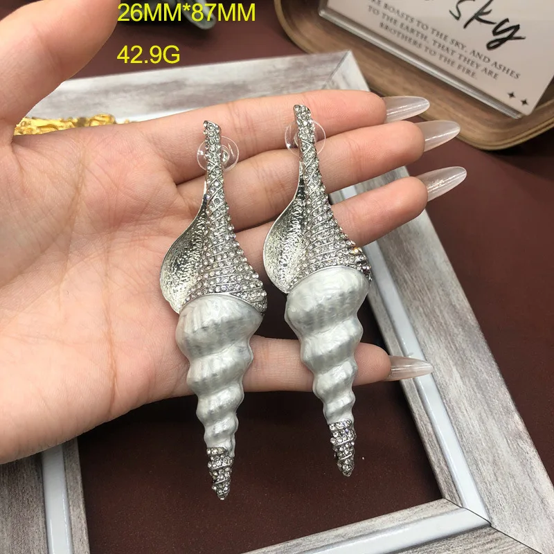 Long Drop Earrings For Women Conch Medieval Vintage Brooch Baroque Jewelry Silver Color Ear Stud Party Accessories