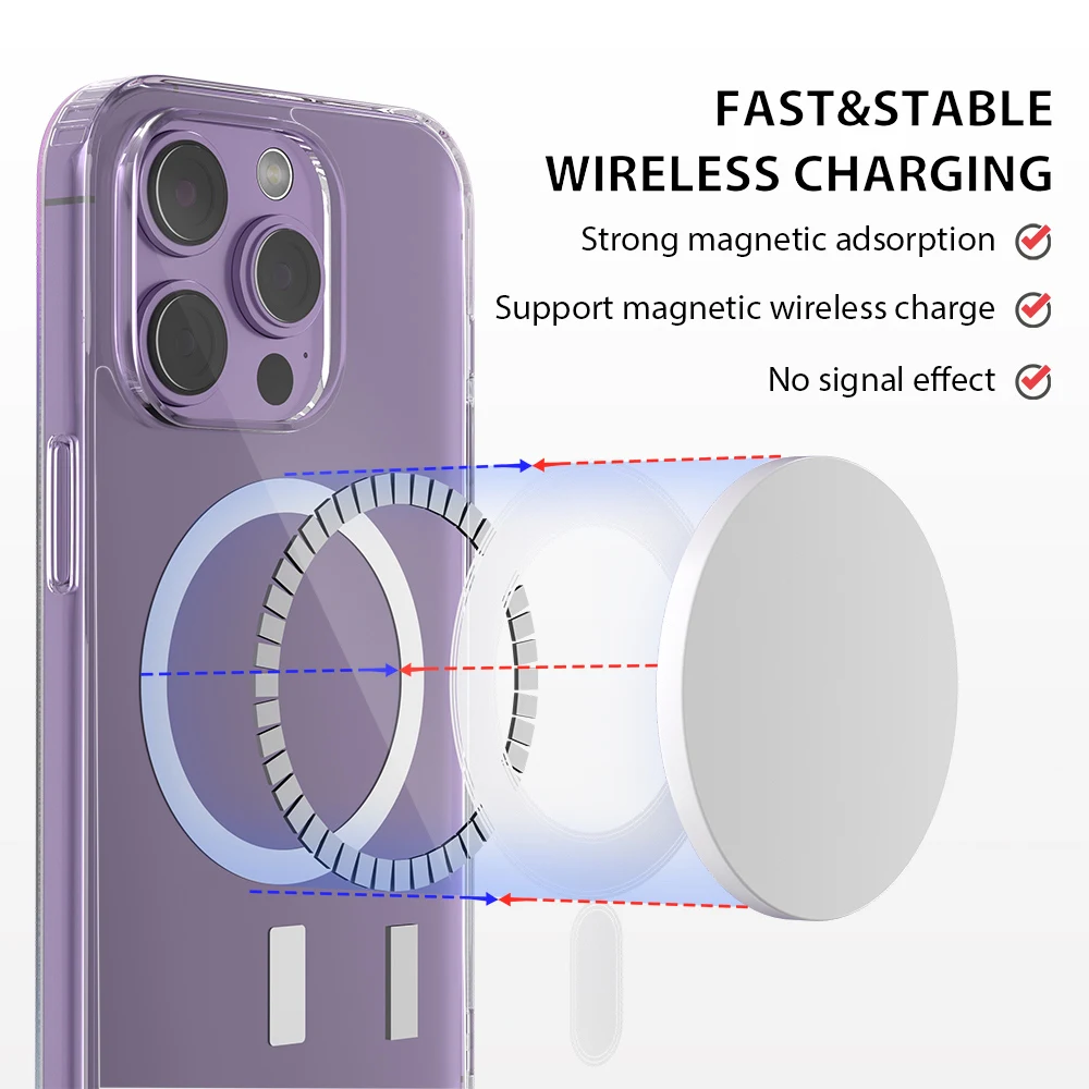 For Magsafe Magnetic Wireless Custom Name Transparent Phone Case for iPhone 14 Plus 13 12 Mini 11 Pro Max Shockproof Shell Cover