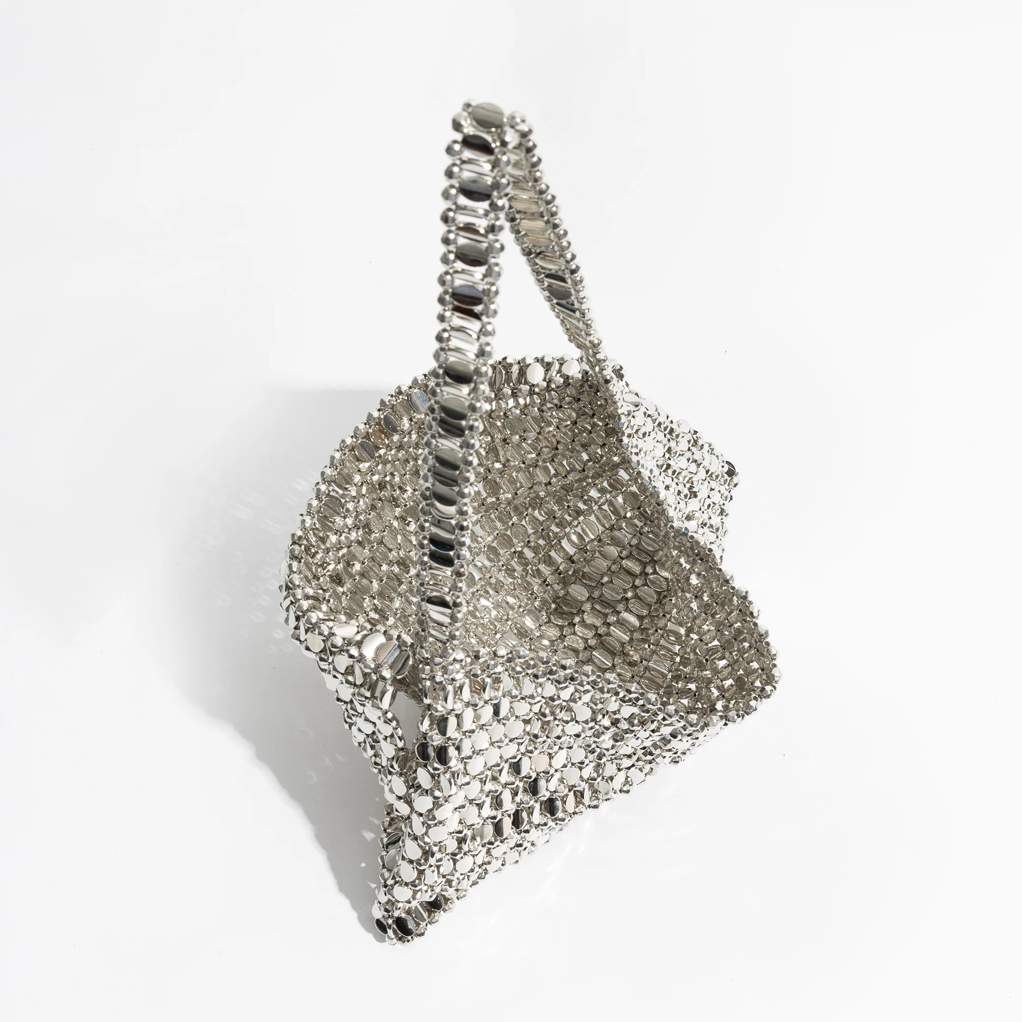 MABULA Girl\'s Bling Sequeins Cover Tote Bag Silver Fashion Clutch Glitter Handbag Chic Party Wedding Woman Wrist Evening Purse
