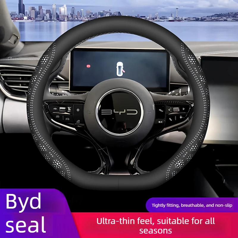 

Leather Car Steering Wheel Cover for BYD Seal U 5 6 7 Dm I EV 2024 2025 2026 Auto Interior Accessories