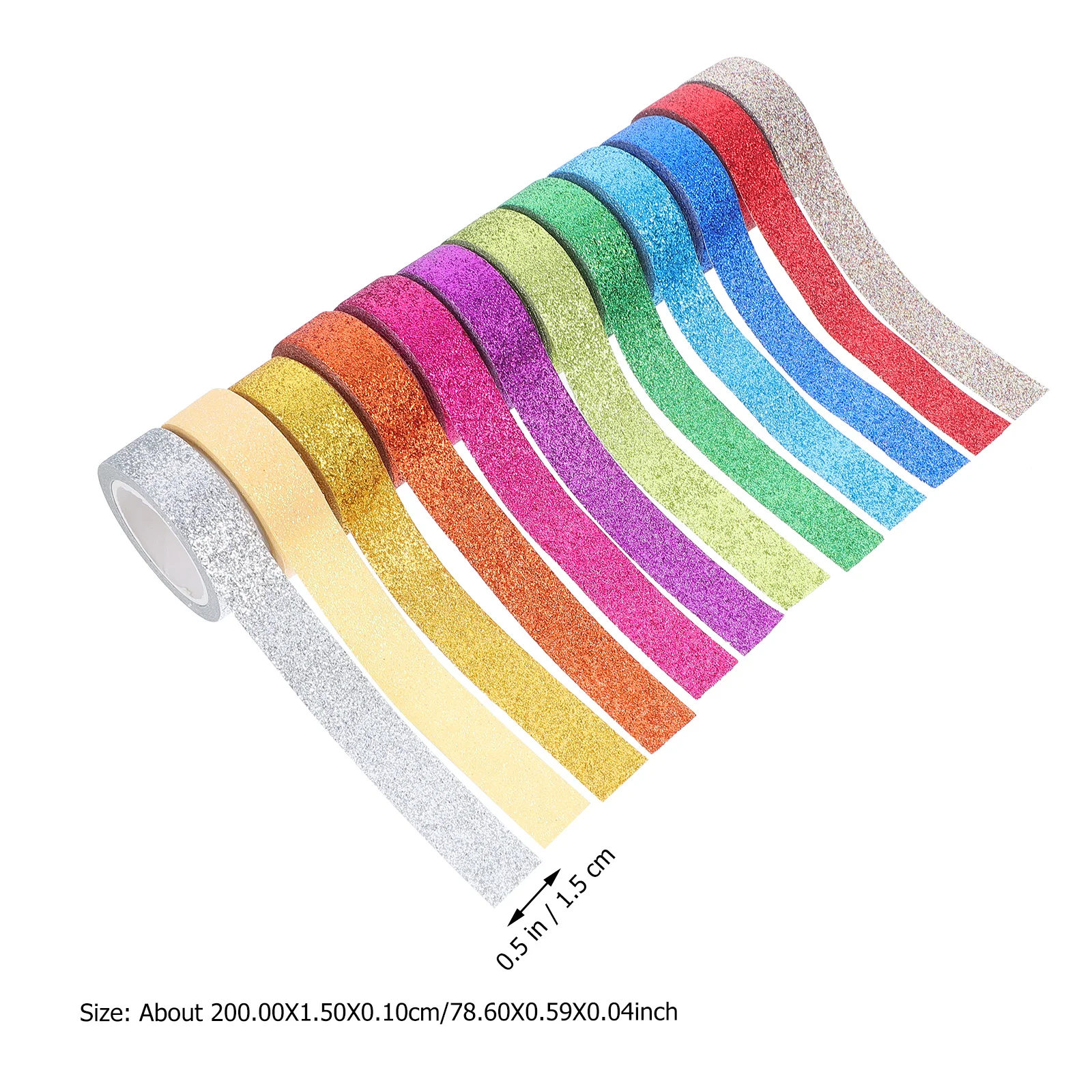 12 Rolls Rainbow Color Glitter Decorative Washi Tape Easy Use DIY Paper Tape Hand Account Gift Wrap Photo Album Sticker