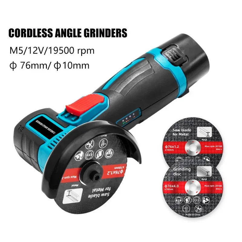 

12V Brushless Angle Grinder 3 Inch Mini Angle Grinder Household Handheld Polishing Machine Small Rechargeable Cutting Machine