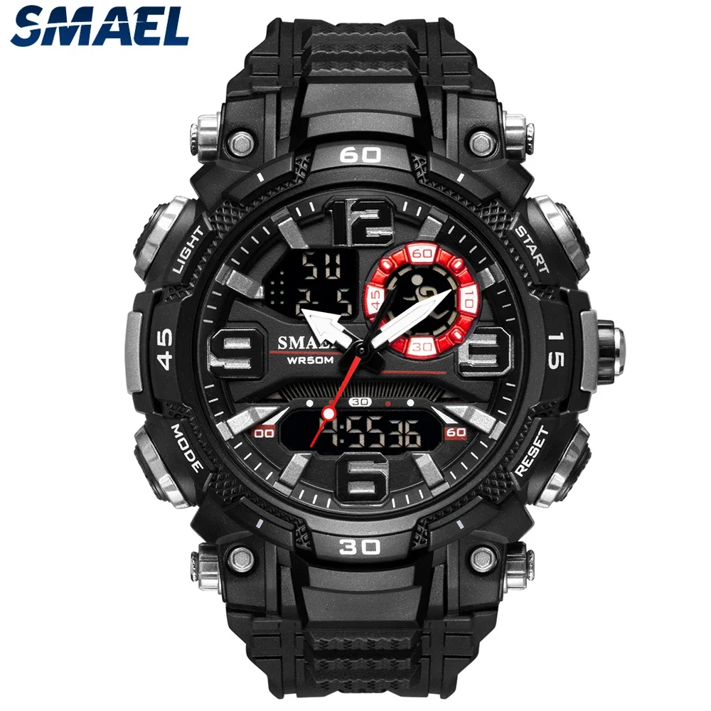 SMAEL Sports Watch Night Light Alarm Clock 1921 Dual Display Electronic Watch Youth Student Waterproof