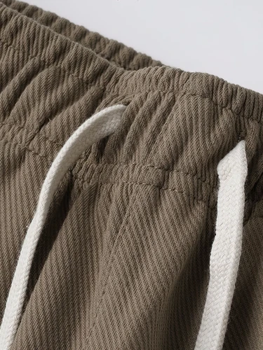 Imagen 2 del producto Pantalones holgados informales de sarga de algodón 65% para hombre, pantalones de trabajo antiarrugas de 380g, pantalones de chándal para deportes al aire libre, tejidos transpirables