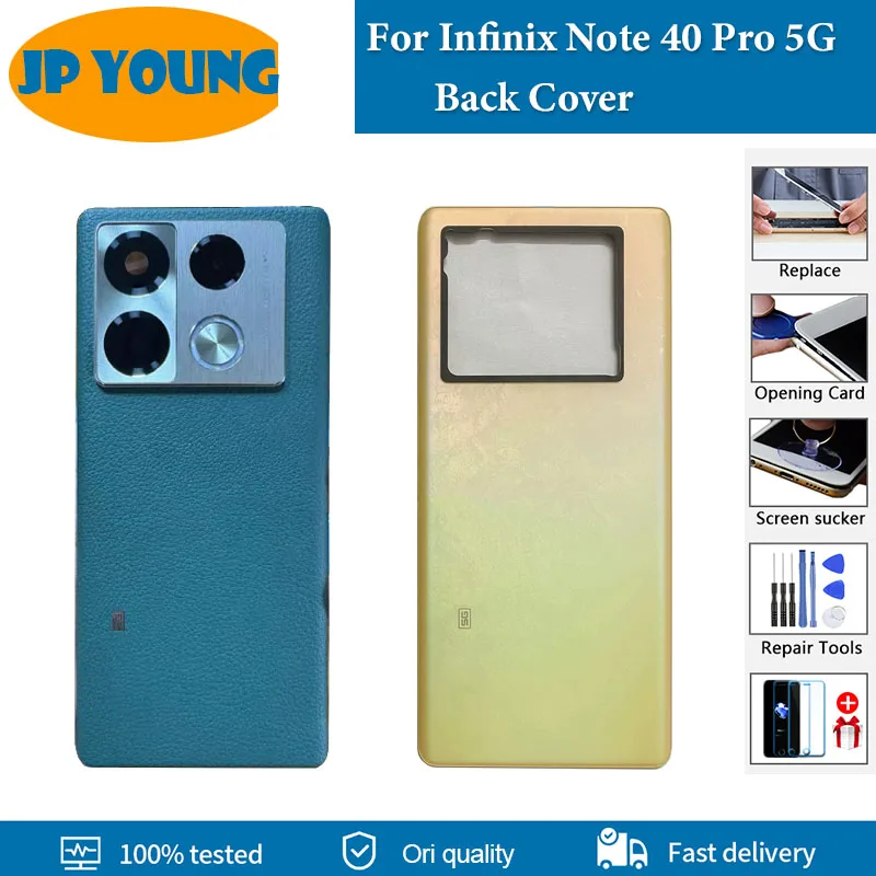 infinix-note-40-pro-5g用a-バッテリーカバー、背面カバーx6851、ハードバックリッドドア、リアハウジングケースシェル、接着剤付き