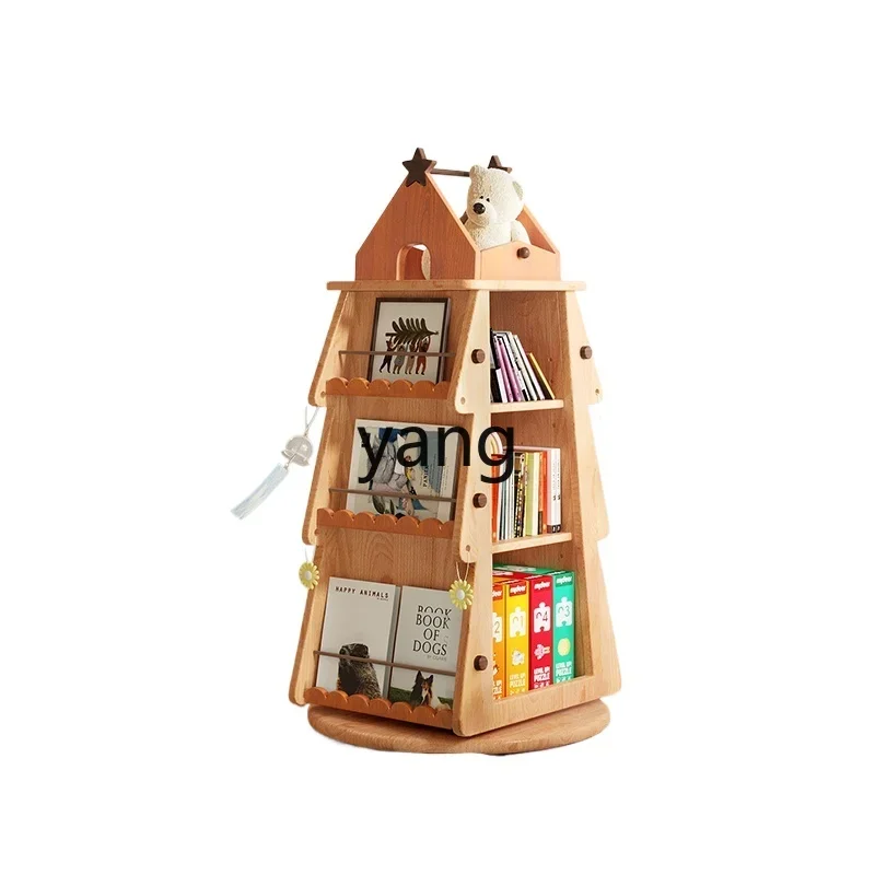 Lt Tree House Rotating Bookshelf Full Solid Wood Reading Picture Book Rack Christmas Storage Cabinet