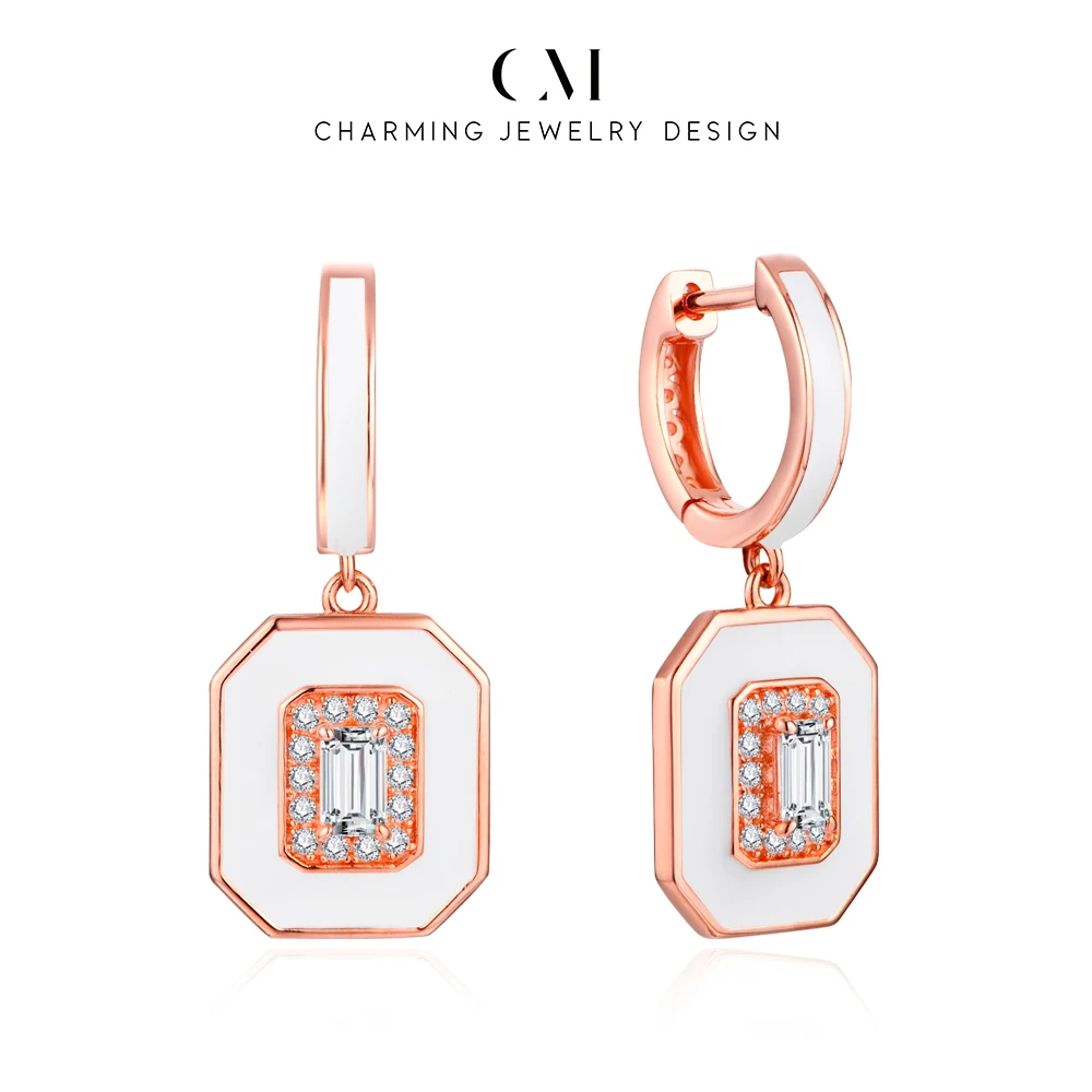 CHARMING Vintage Trendy Octagon Cut Moissanite Earring 925 Sterling Silver forWomen Party Gift Daily Jewelry Wedding Anniversary